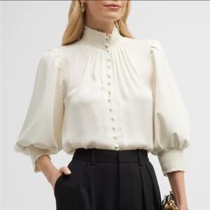 Alice + Olivia Ivory Button-Down Blouse